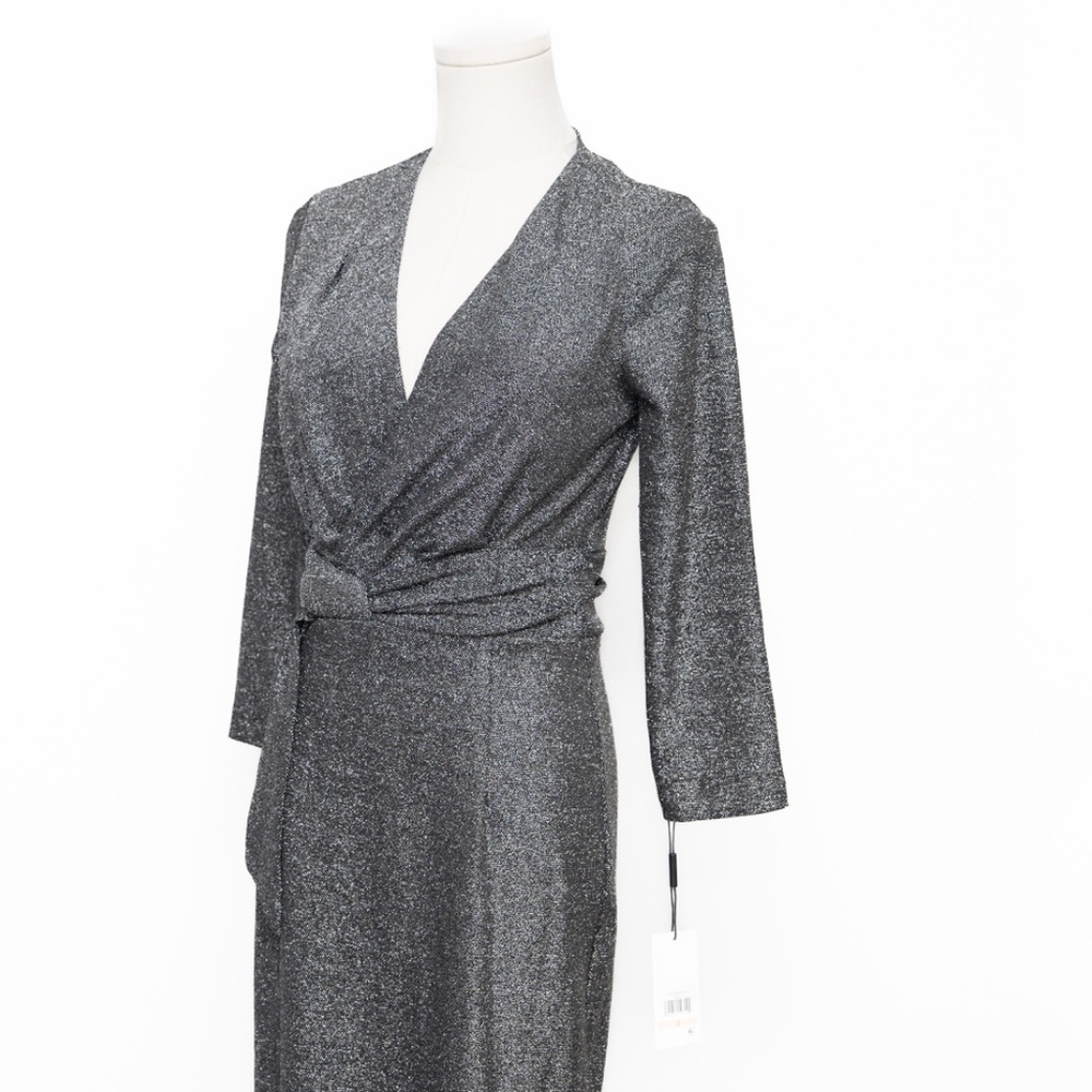 Calvin Klein - Metallic Faux-Wrap Cocktail Dress - Picture 10 of 11
